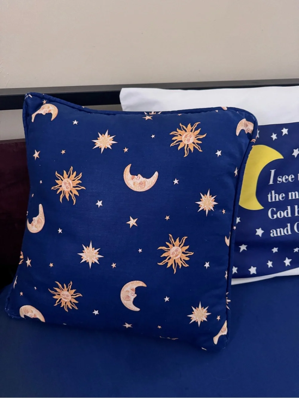 Vintage Celestial Moon & Stars Decorative Throw Pillows & Pillowcase - Navy Blue